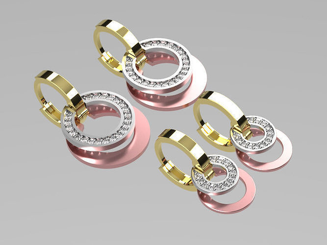 earings   simple   diamond 2 part big and small e00023 3D print model