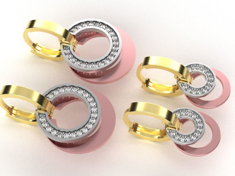 earings   simple   diamond 2 part big and small e00023 3D print model_5