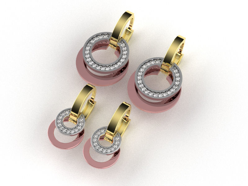 earings   simple   diamond 2 part big and small e00023 3D print model_3