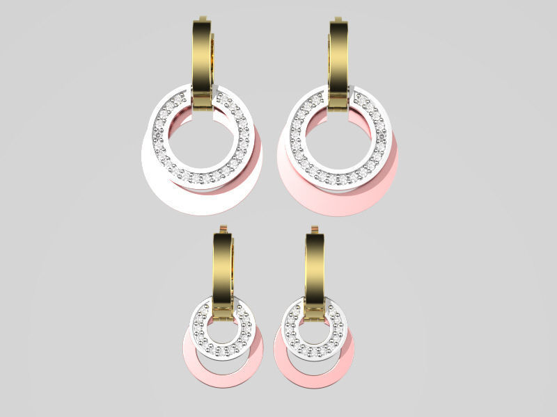 earings   simple   diamond 2 part big and small e00023 3D print model_1