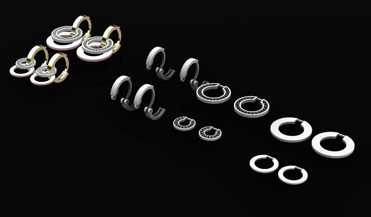 earings   simple   diamond 2 part big and small e00023 3D print model_7