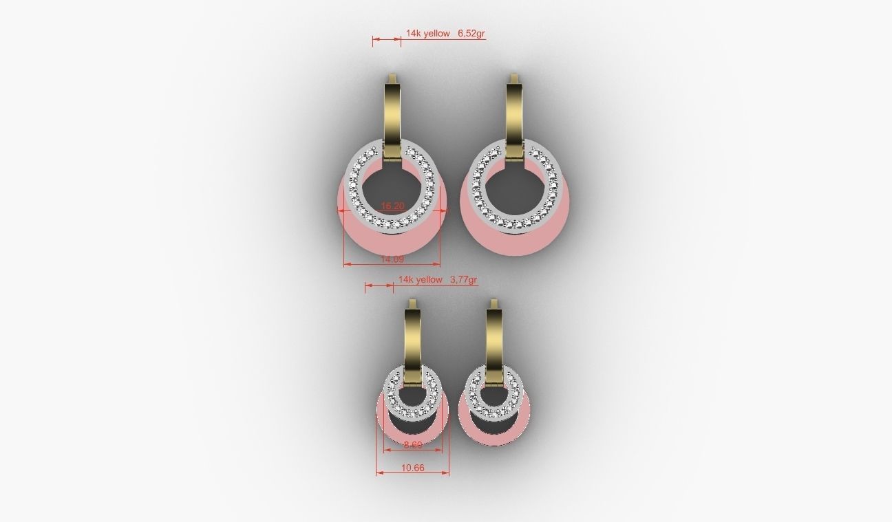 earings   simple   diamond 2 part big and small e00023 3D print model_8