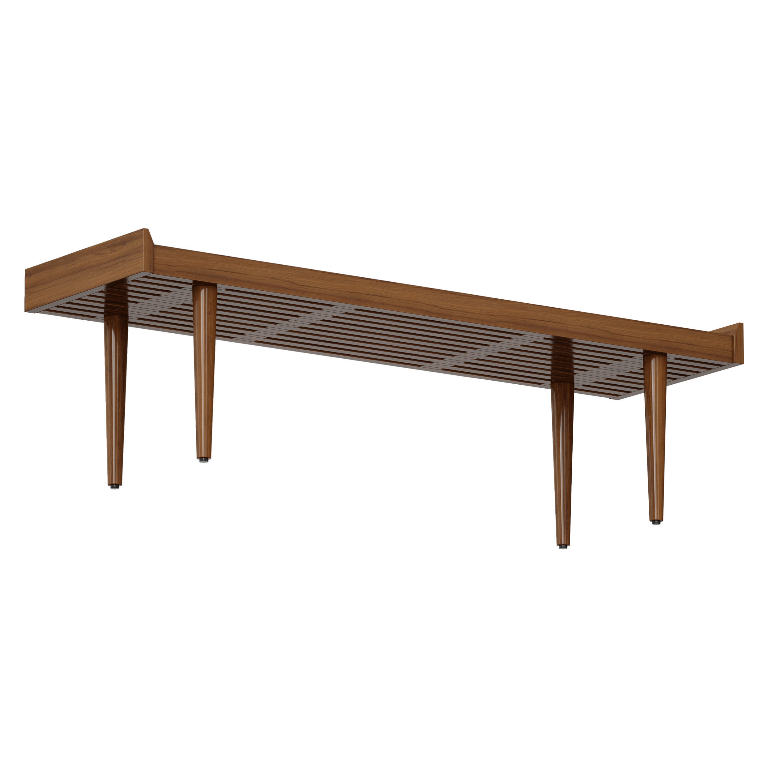 Tate Walnut Slatted Bench Crate and Barrel 3D model_2