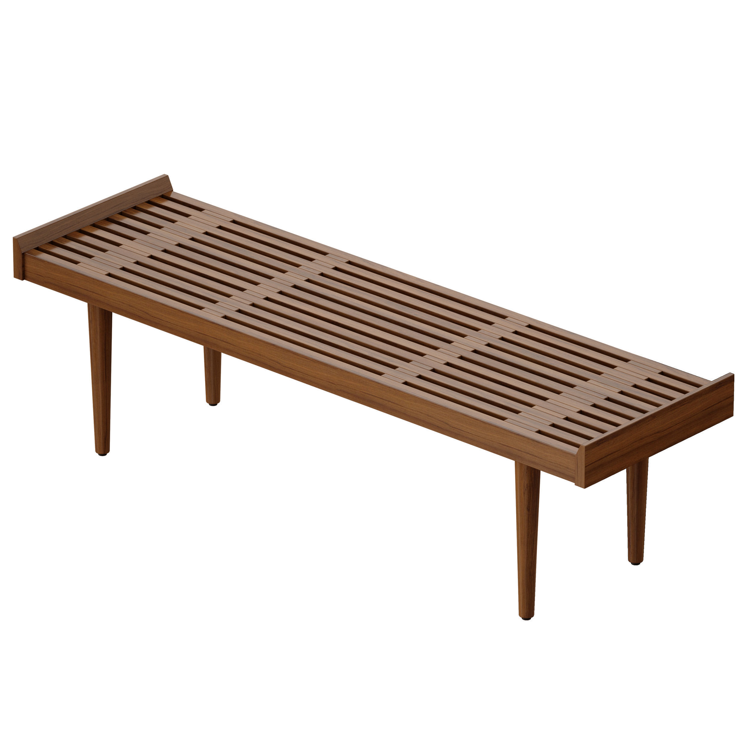Tate Walnut Slatted Bench Crate and Barrel 3D model_7