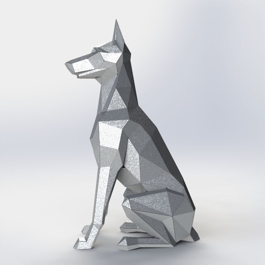 Doberman Polygon model Sheet metal 3D model_3
