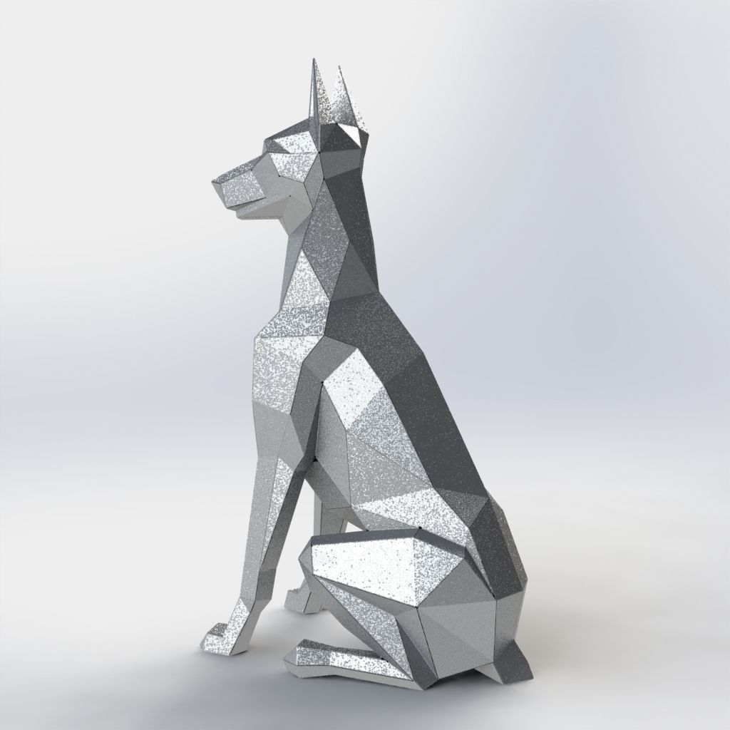 Doberman Polygon model Sheet metal 3D model_4