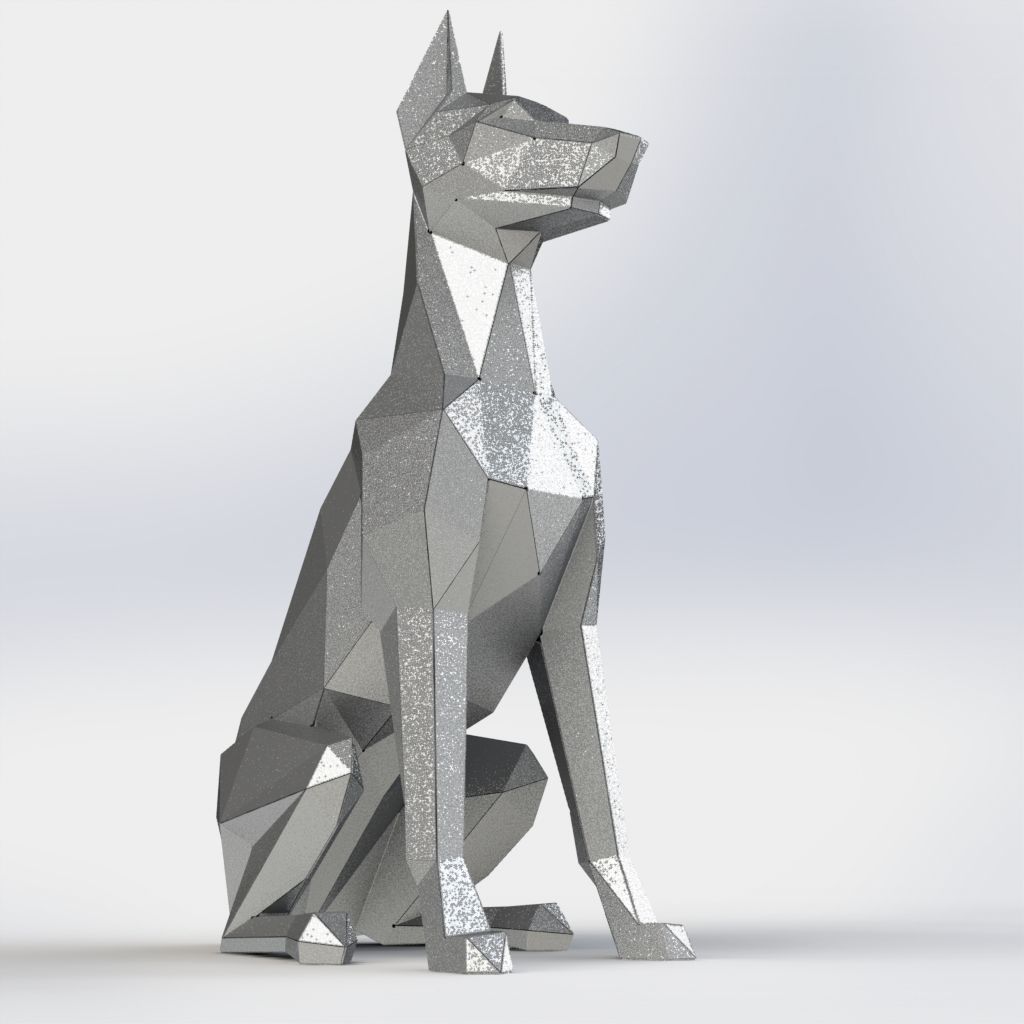 Doberman Polygon model Sheet metal 3D model_7