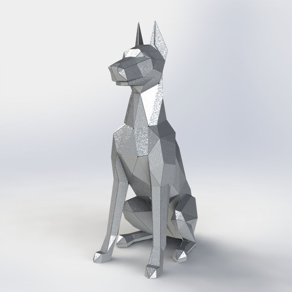 Doberman Polygon model Sheet metal 3D model_1