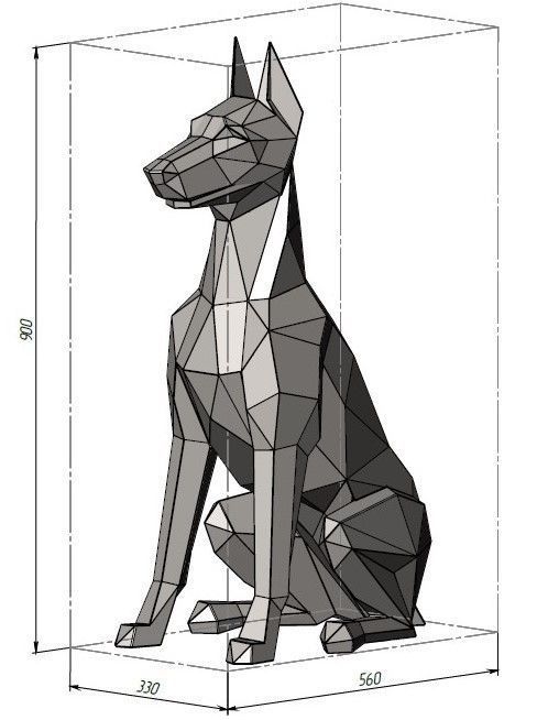 Doberman Polygon model Sheet metal 3D model_8