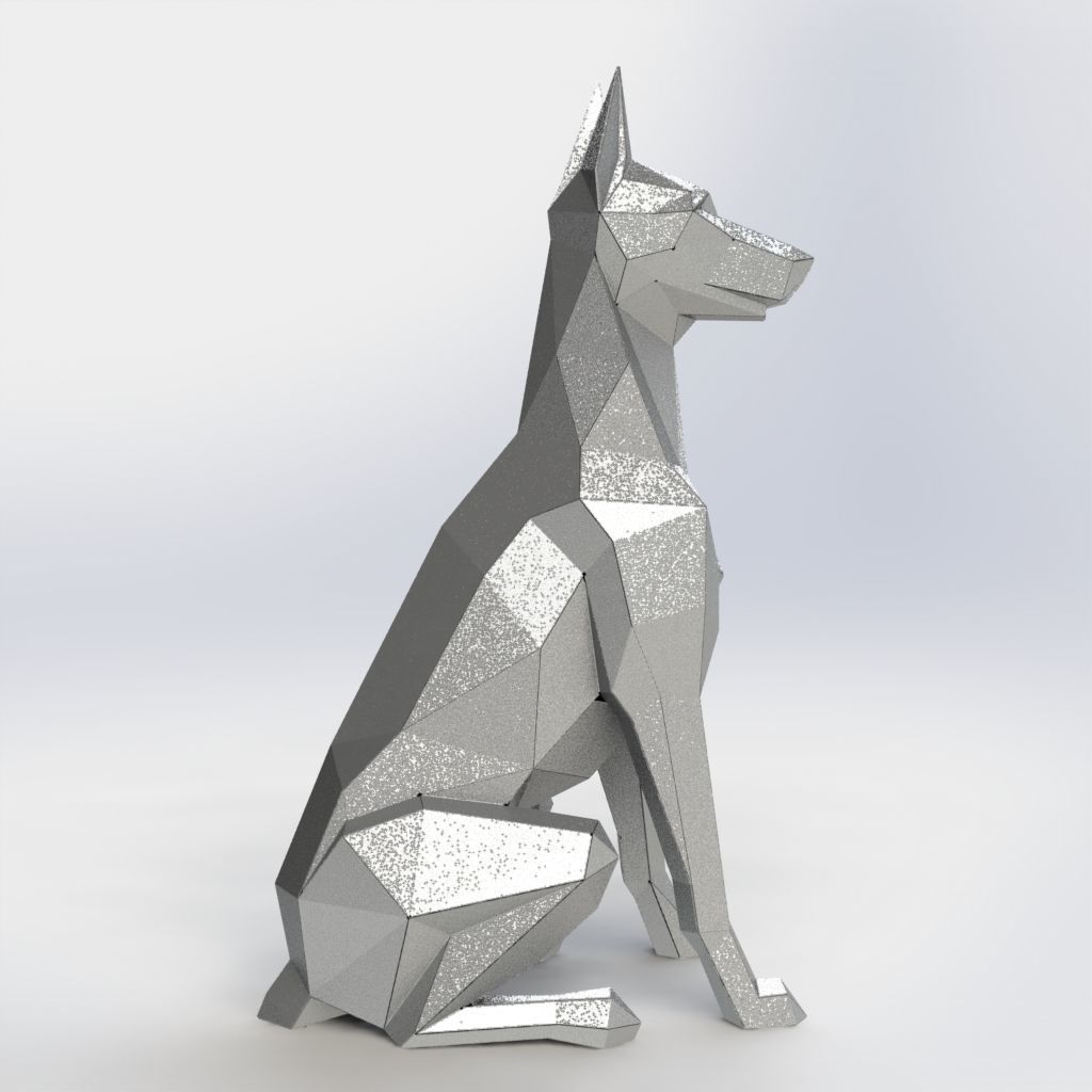 Doberman Polygon model Sheet metal 3D model_6