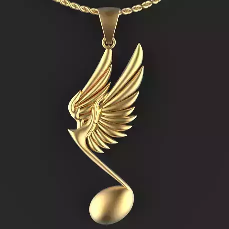 Musical Note Necklace pendant Silver Gold  Print