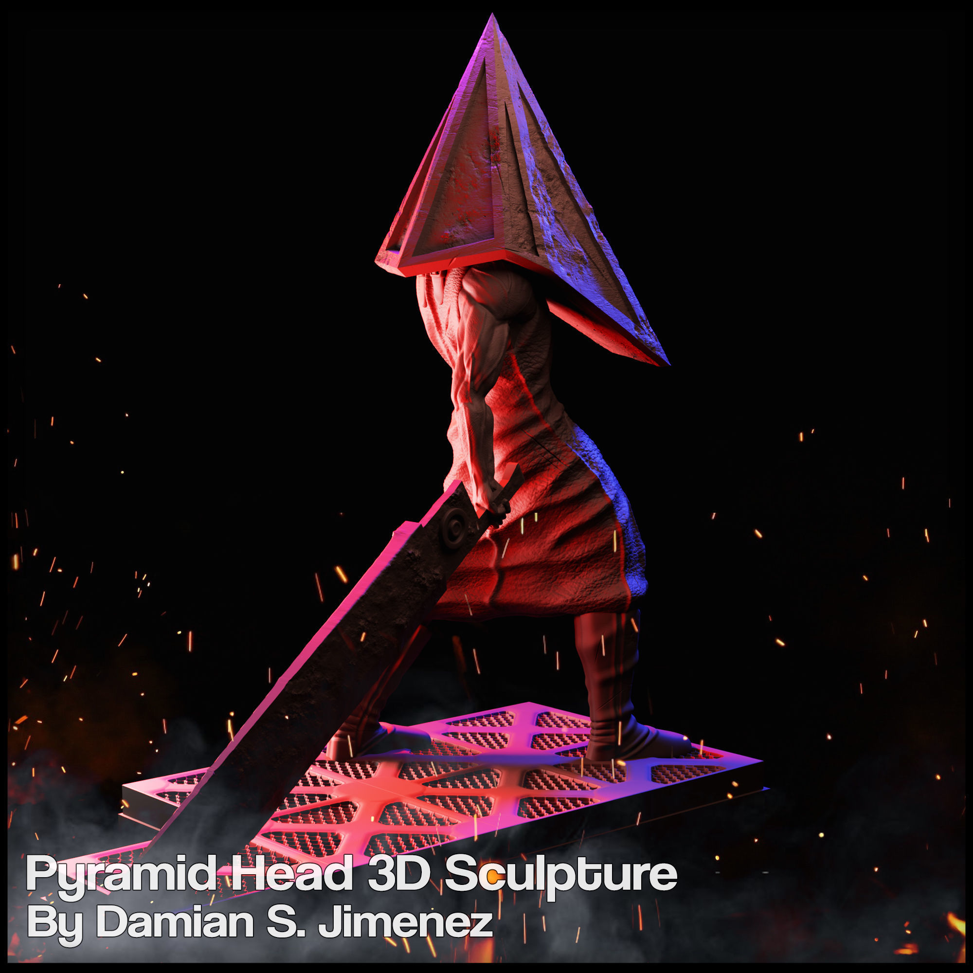 Pyramid Head Silent Hill Character Sculpture 3D print model_21