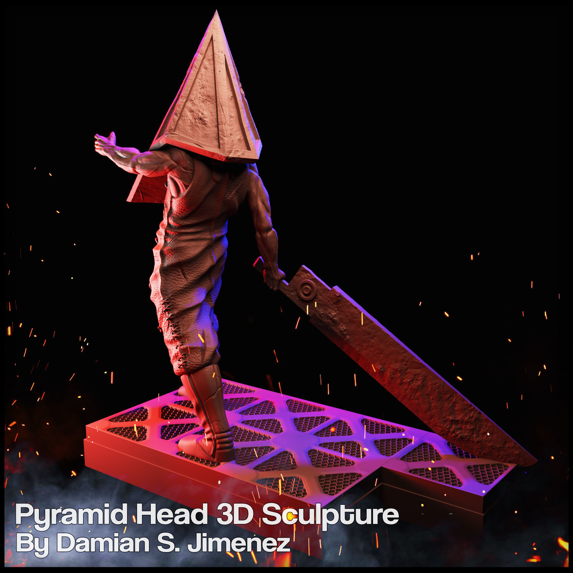 Pyramid Head Silent Hill Character Sculpture 3D print model_20