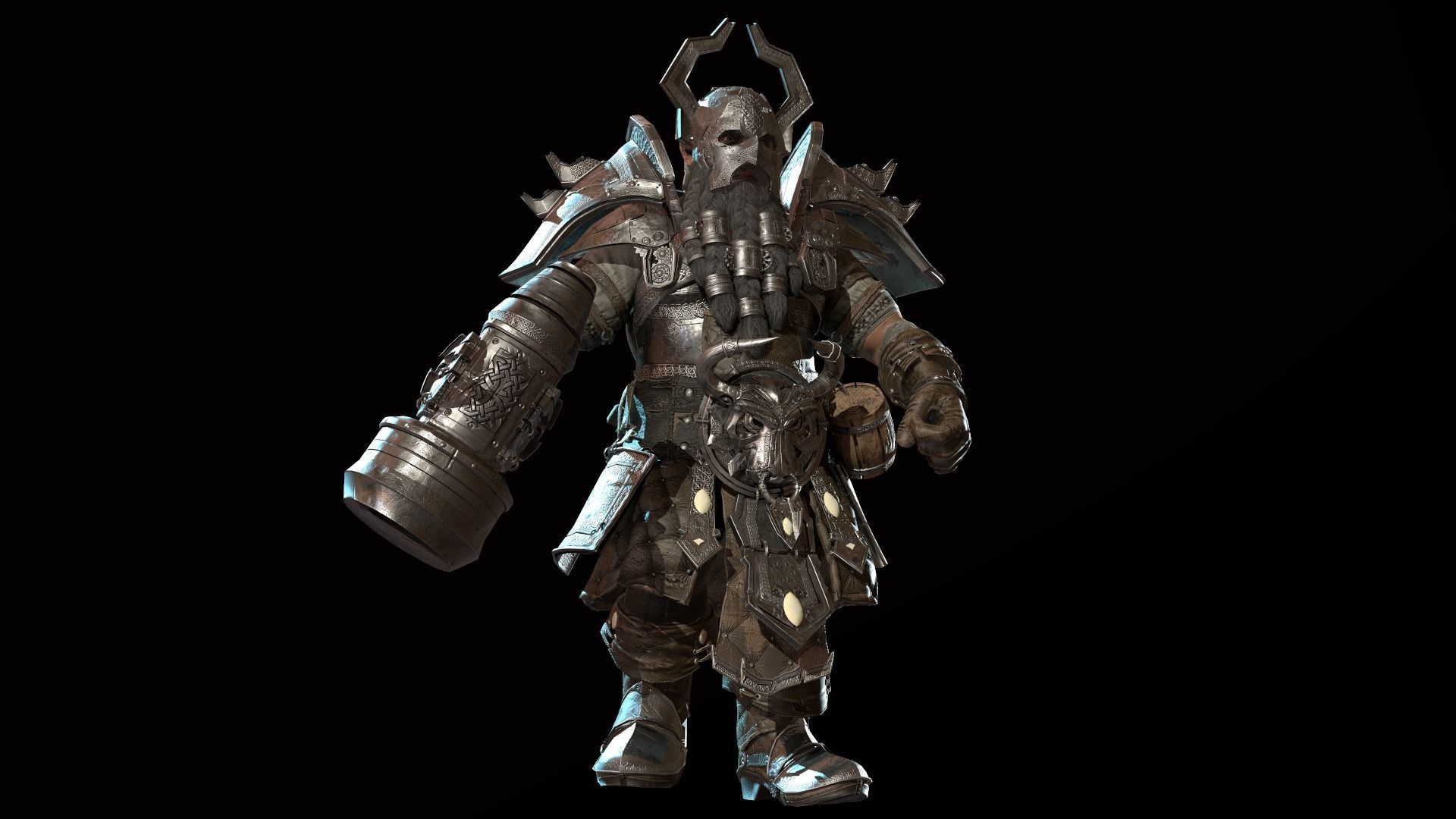 Dwarf Low Poly world of warcraft character Low-poly 3D model_13