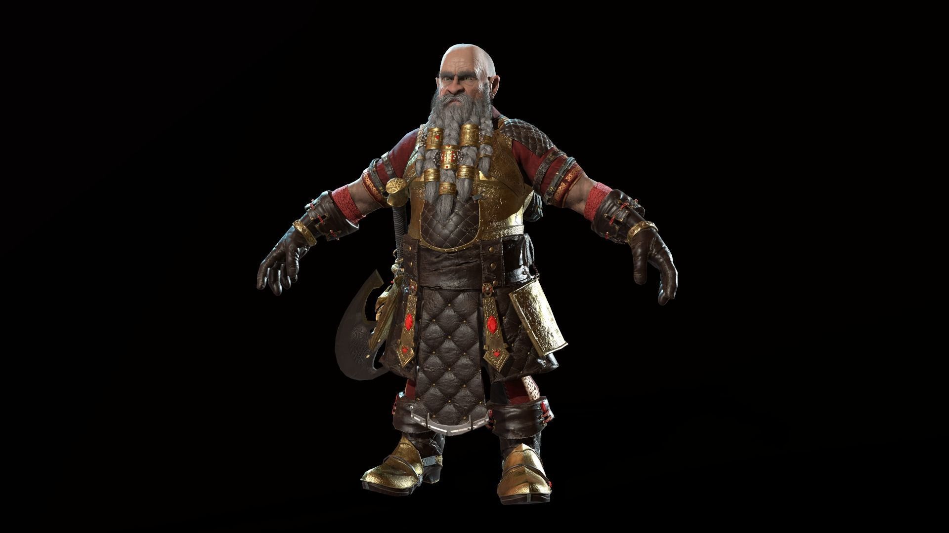 Dwarf Low Poly world of warcraft character Low-poly 3D model_35