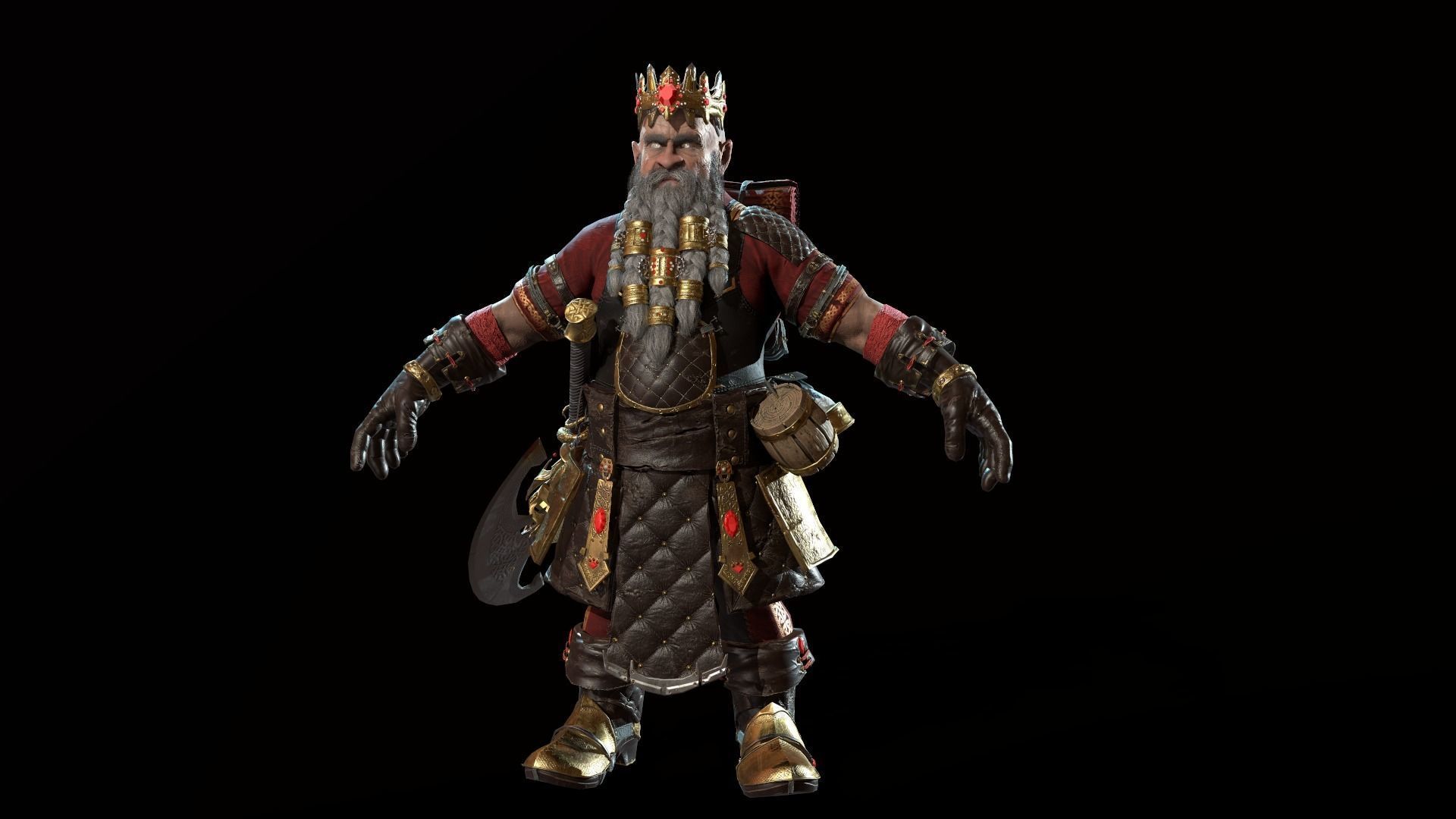 Dwarf Low Poly world of warcraft character Low-poly 3D model_7