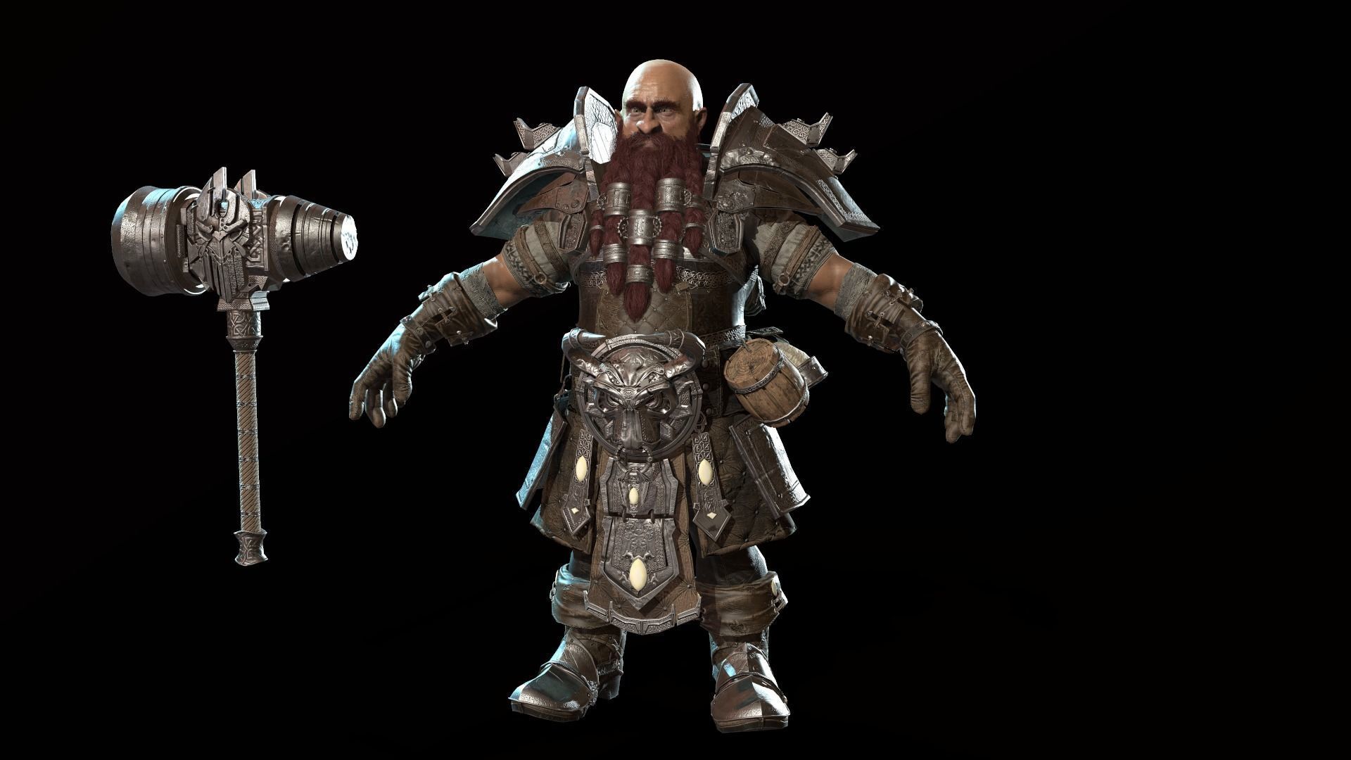 Dwarf Low Poly world of warcraft character Low-poly 3D model_22