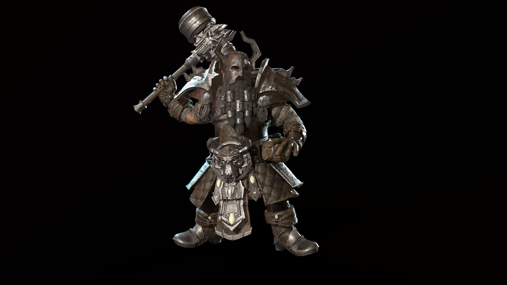 Dwarf Low Poly world of warcraft character Low-poly 3D model_15