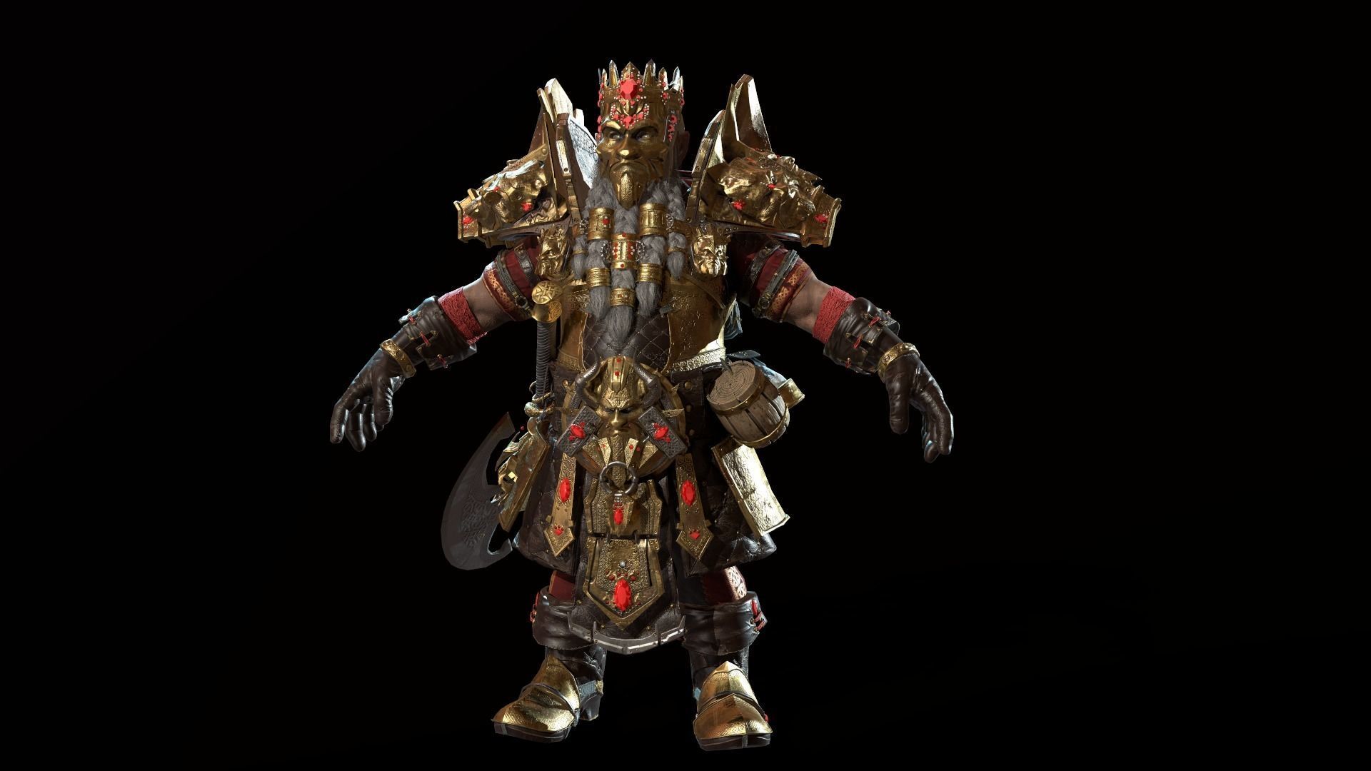 Dwarf Low Poly world of warcraft character Low-poly 3D model_4