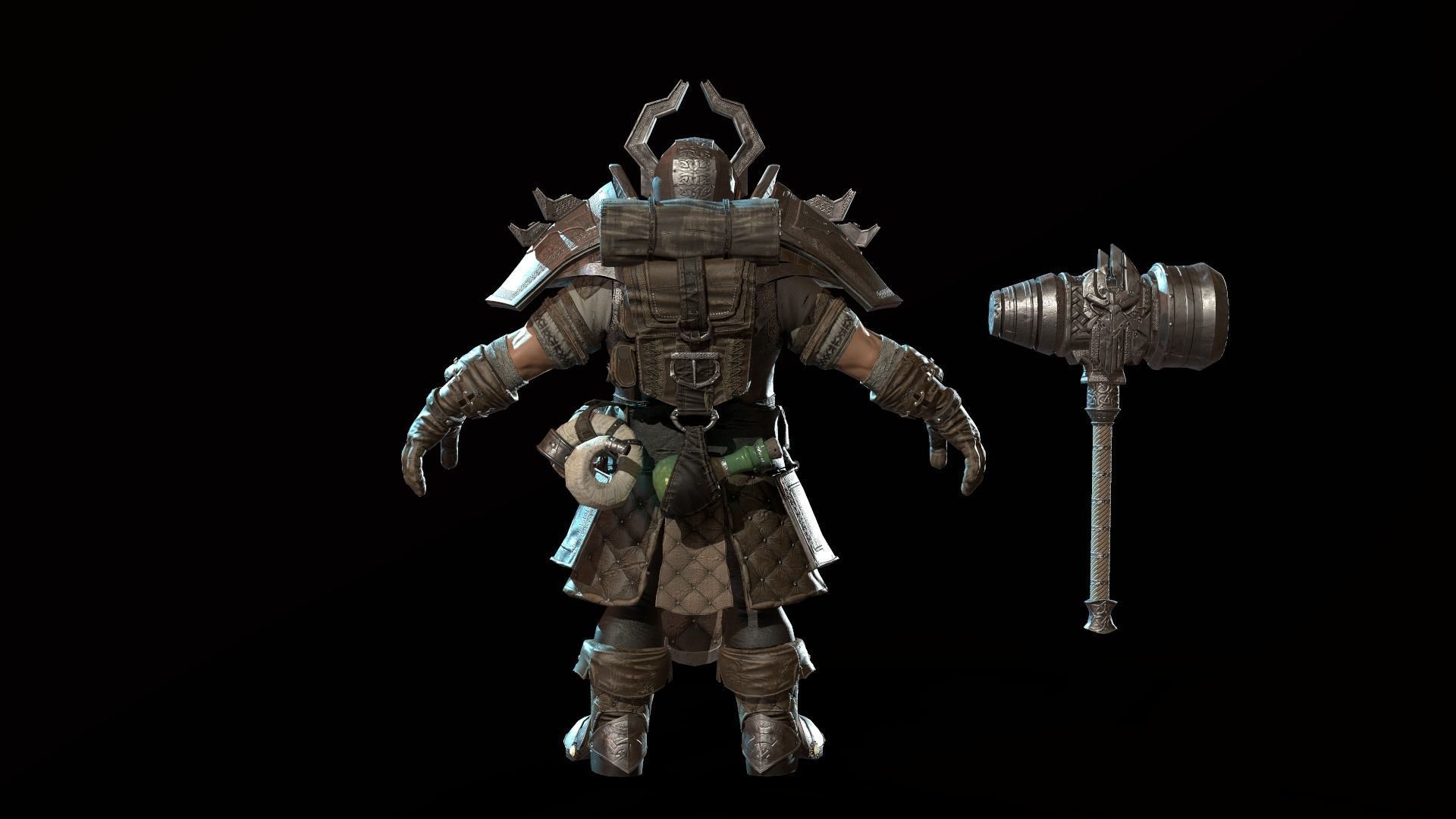 Dwarf Low Poly world of warcraft character Low-poly 3D model_57