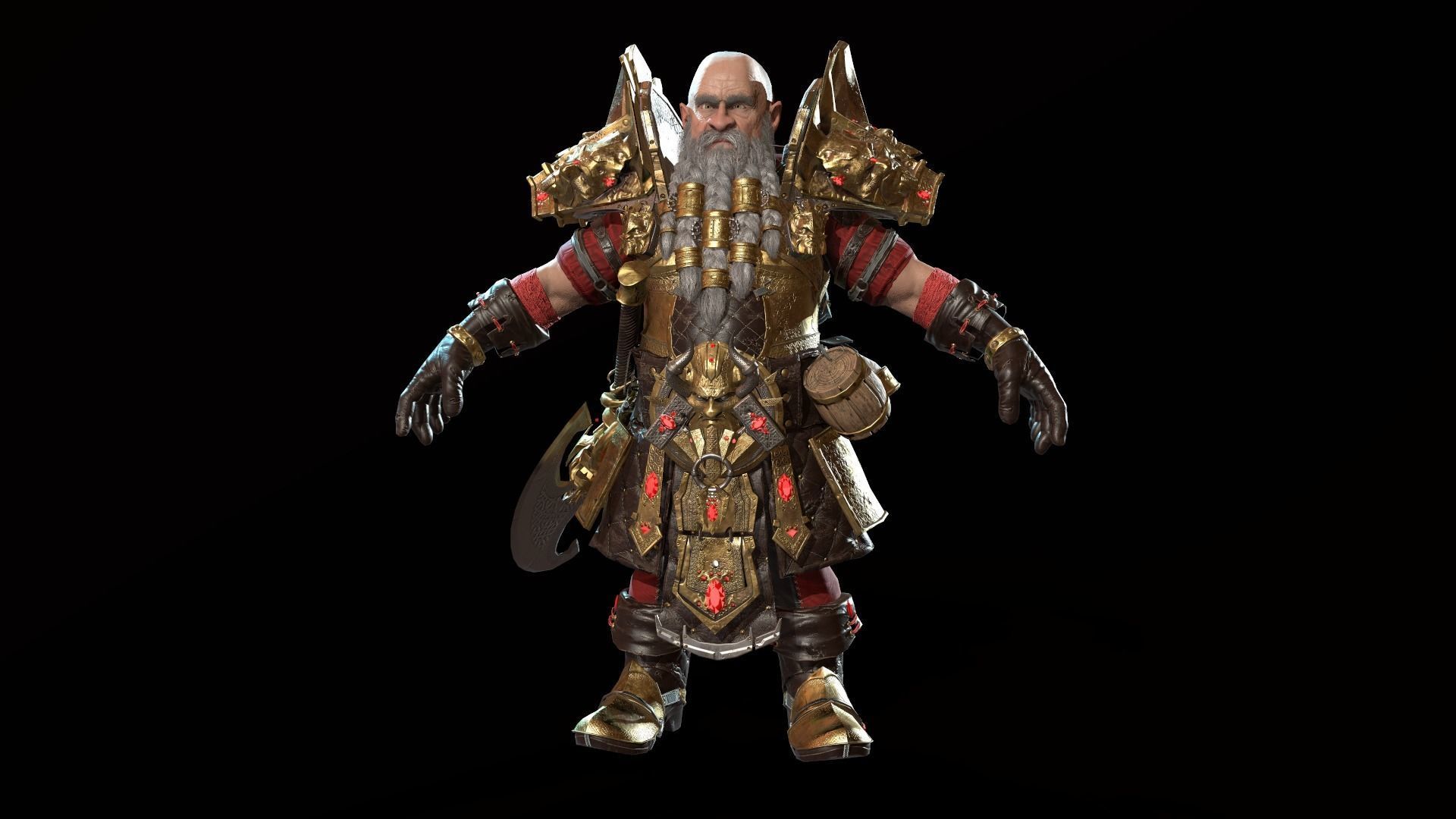 Dwarf Low Poly world of warcraft character Low-poly 3D model_26