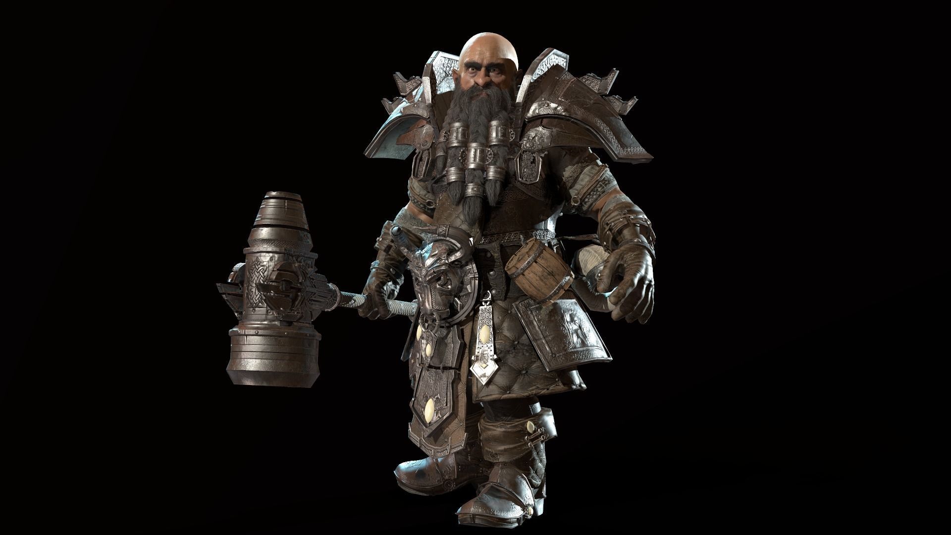 Dwarf Low Poly world of warcraft character Low-poly 3D model_8