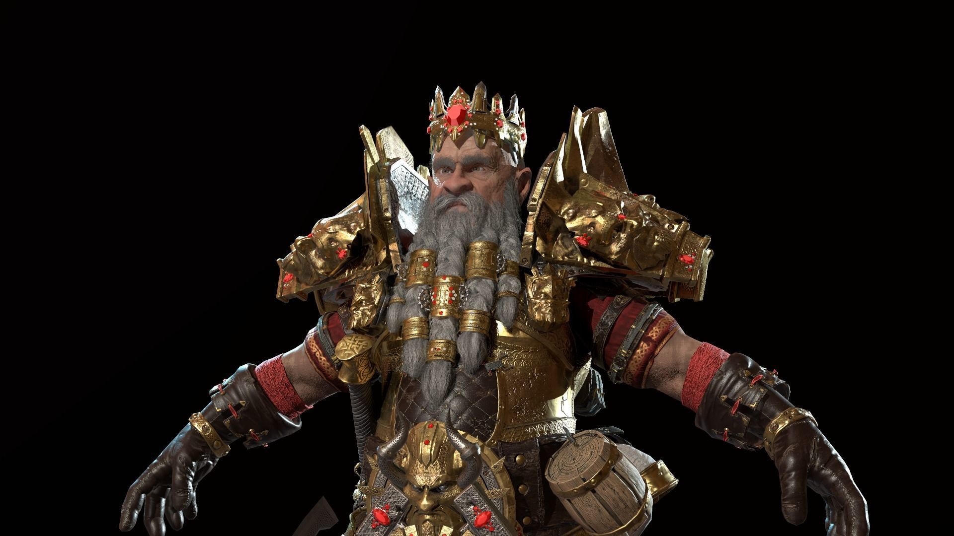 Dwarf Low Poly world of warcraft character Low-poly 3D model_41