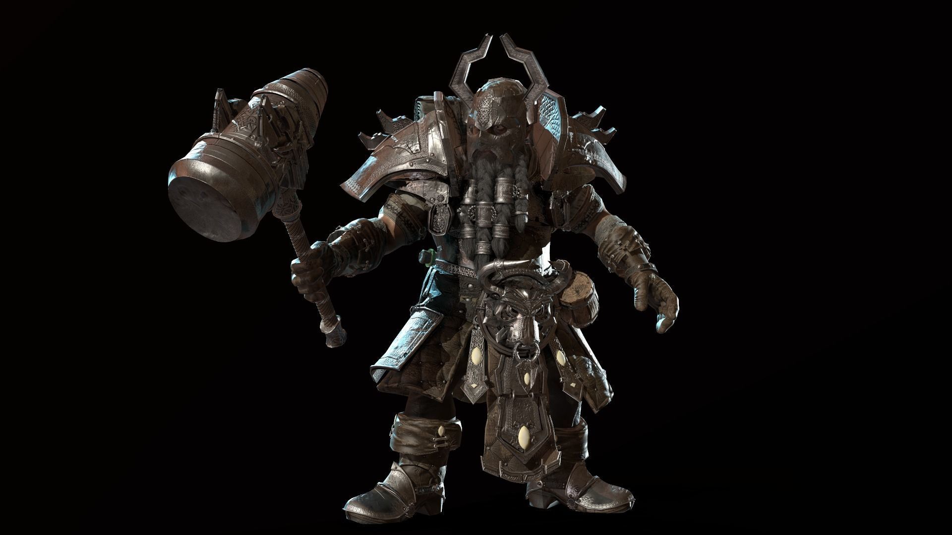 Dwarf Low Poly world of warcraft character Low-poly 3D model_18