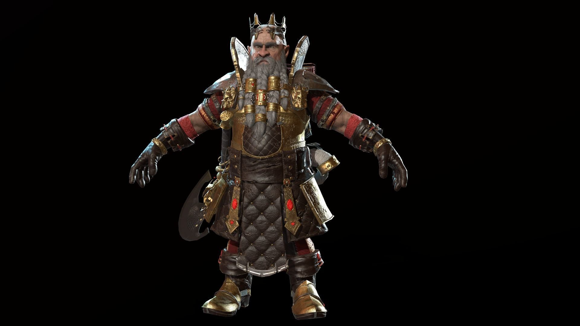 Dwarf Low Poly world of warcraft character Low-poly 3D model_33