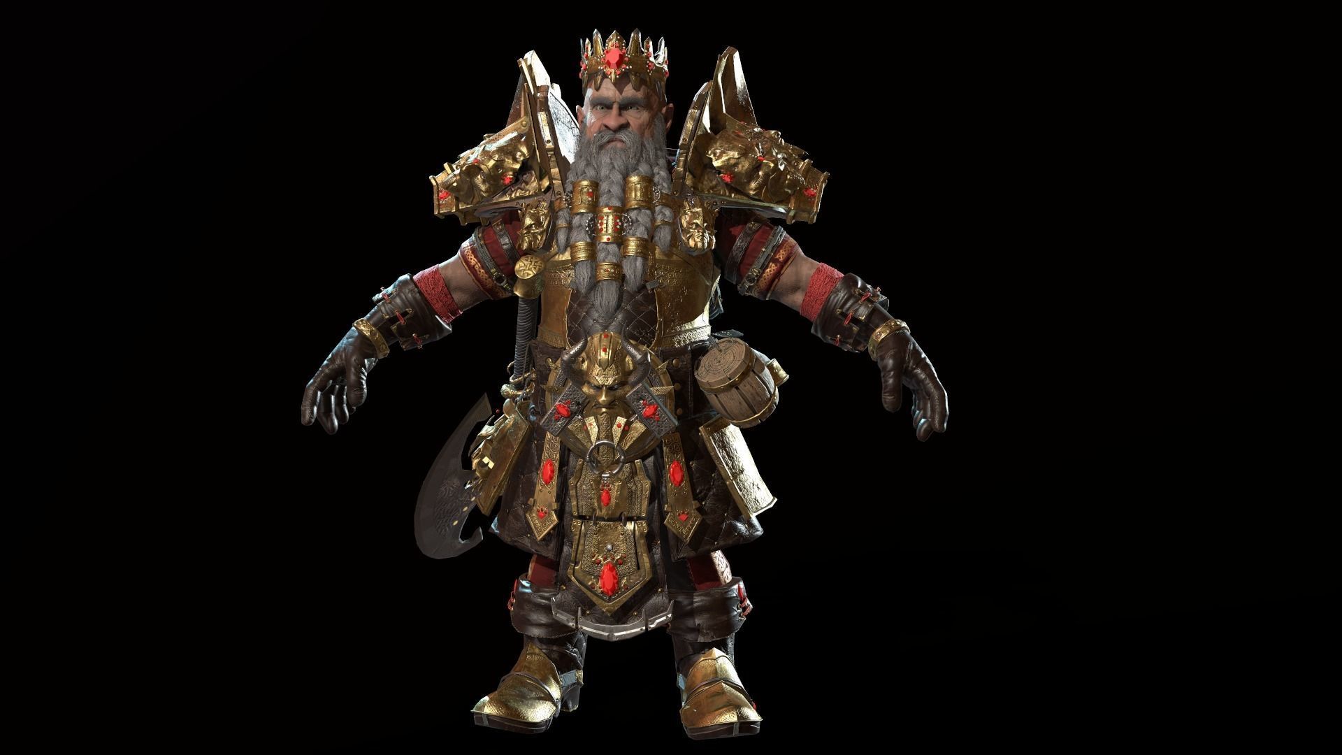 Dwarf Low Poly world of warcraft character Low-poly 3D model_31