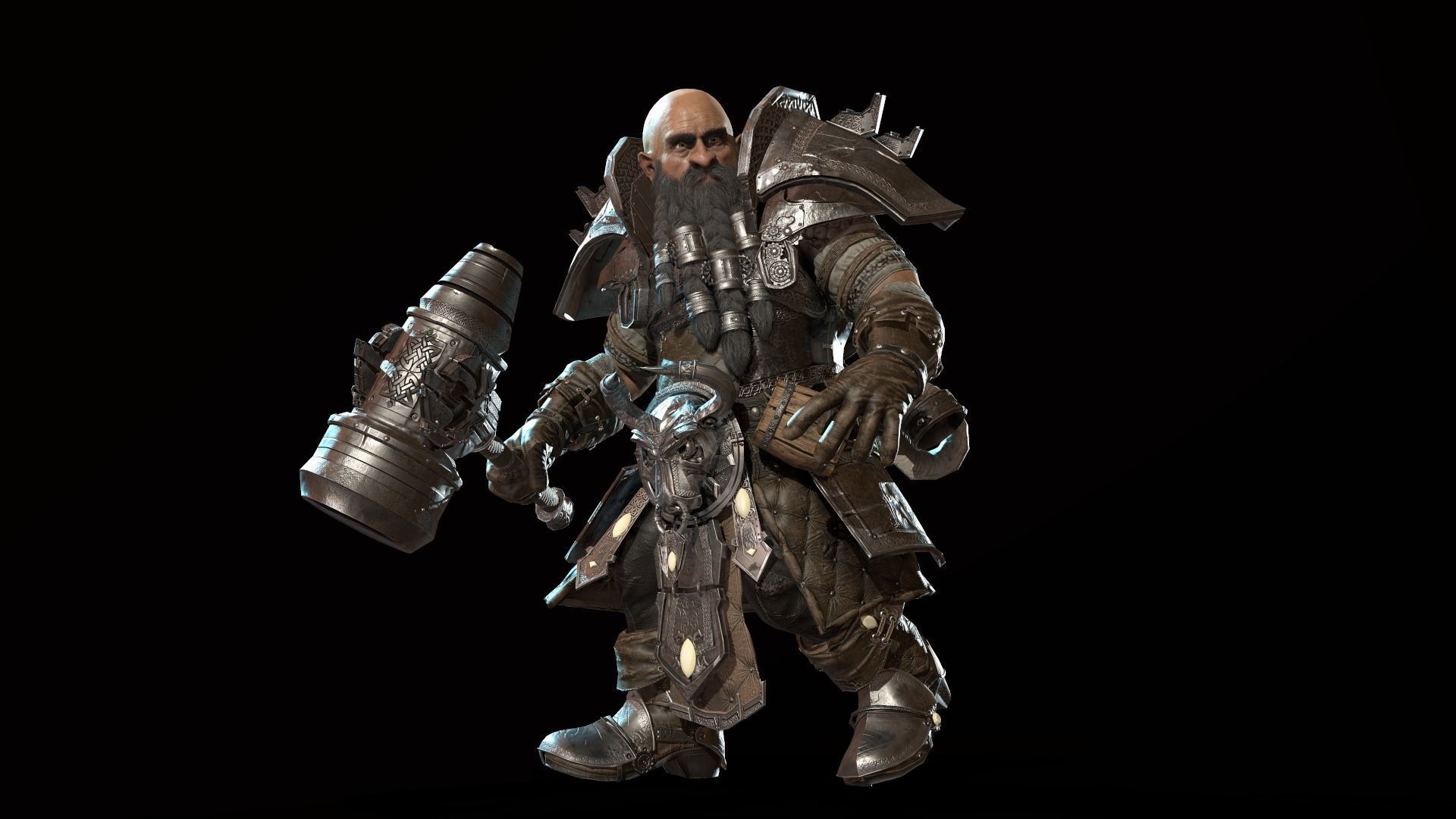 Dwarf Low Poly world of warcraft character Low-poly 3D model_11