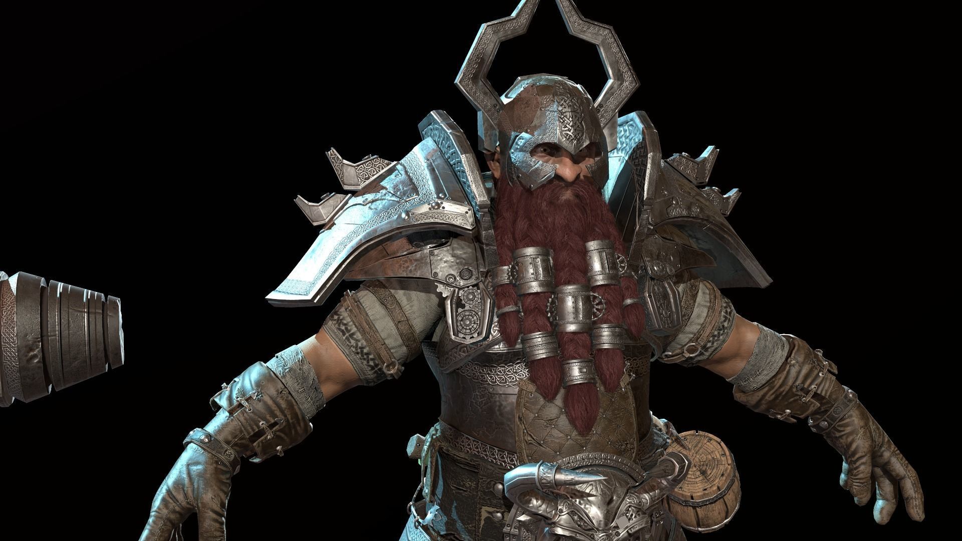 Dwarf Low Poly world of warcraft character Low-poly 3D model_28