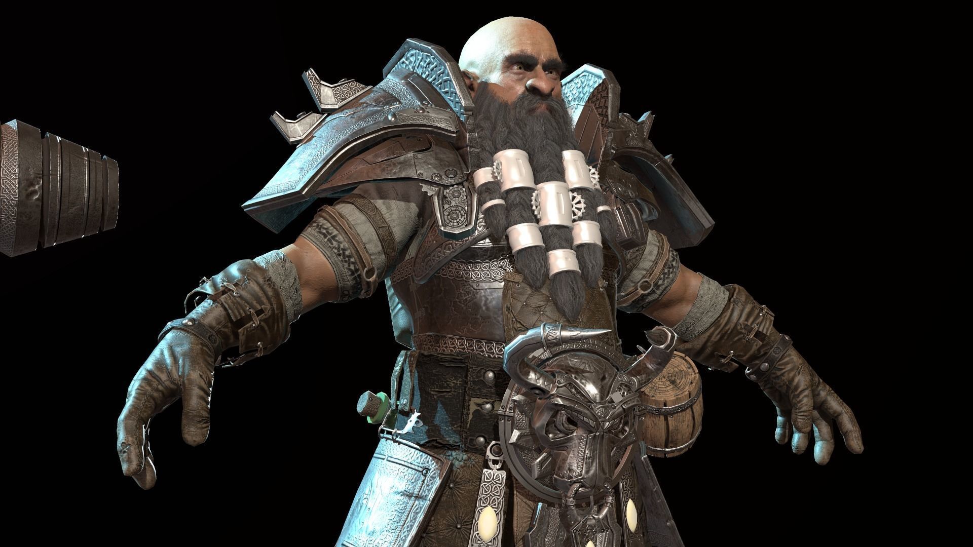 Dwarf Low Poly world of warcraft character Low-poly 3D model_12