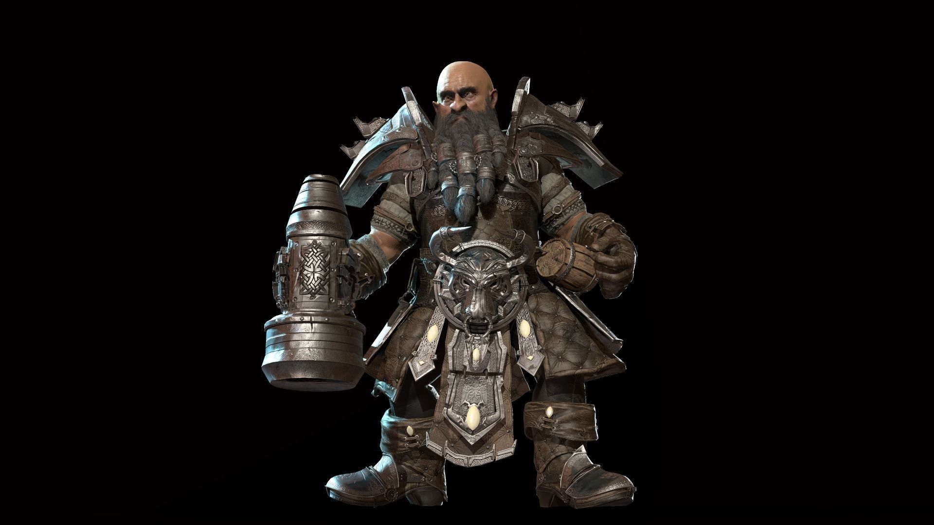 Dwarf Low Poly world of warcraft character Low-poly 3D model_5