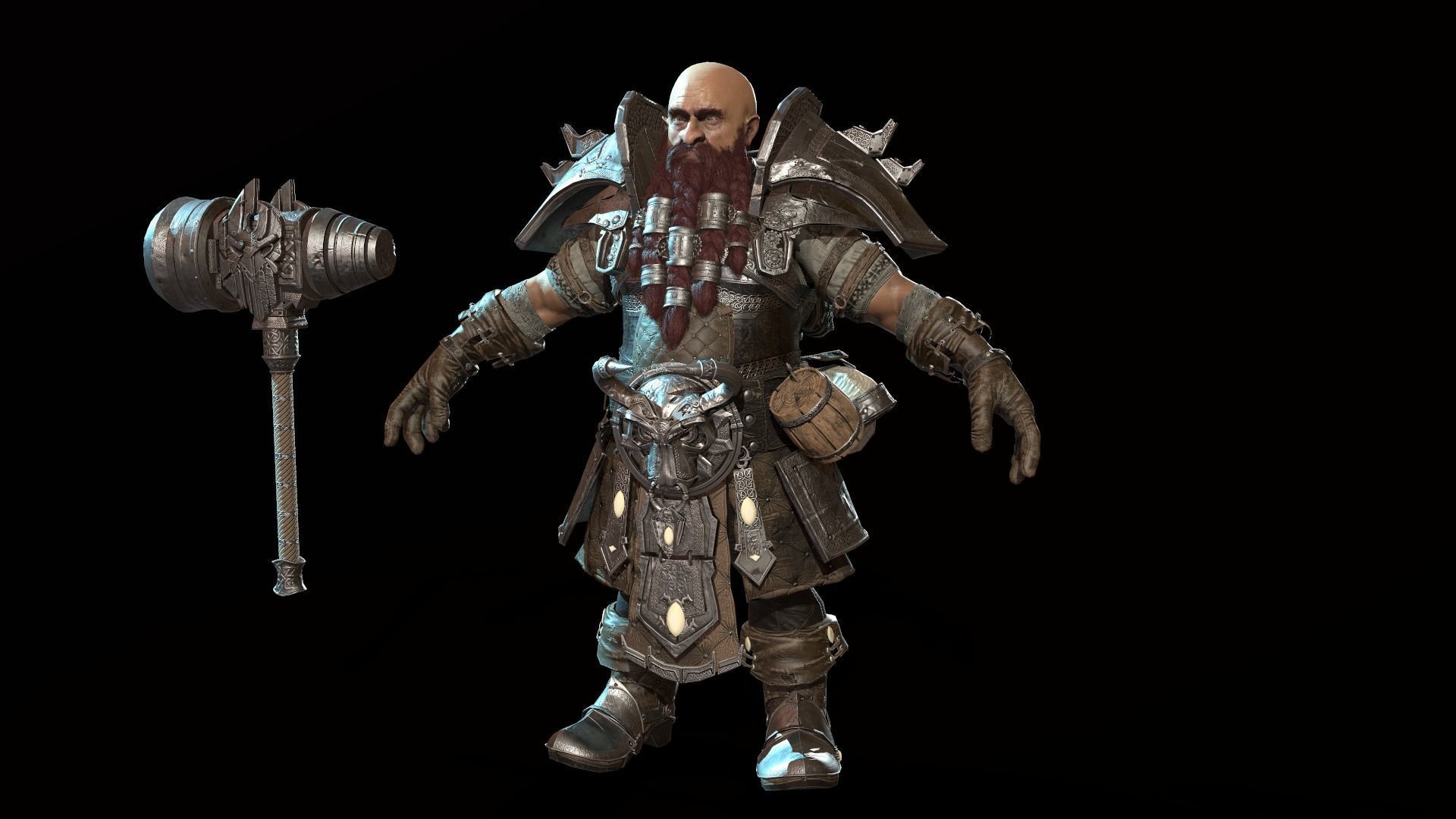 Dwarf Low Poly world of warcraft character Low-poly 3D model_16
