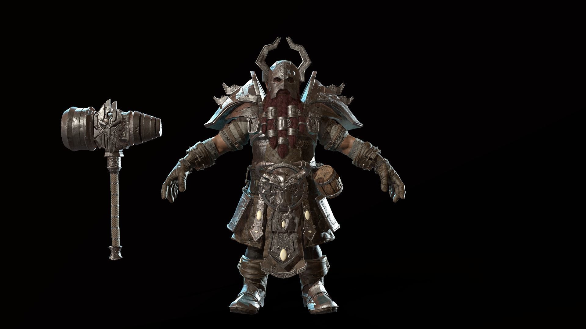 Dwarf Low Poly world of warcraft character Low-poly 3D model_54