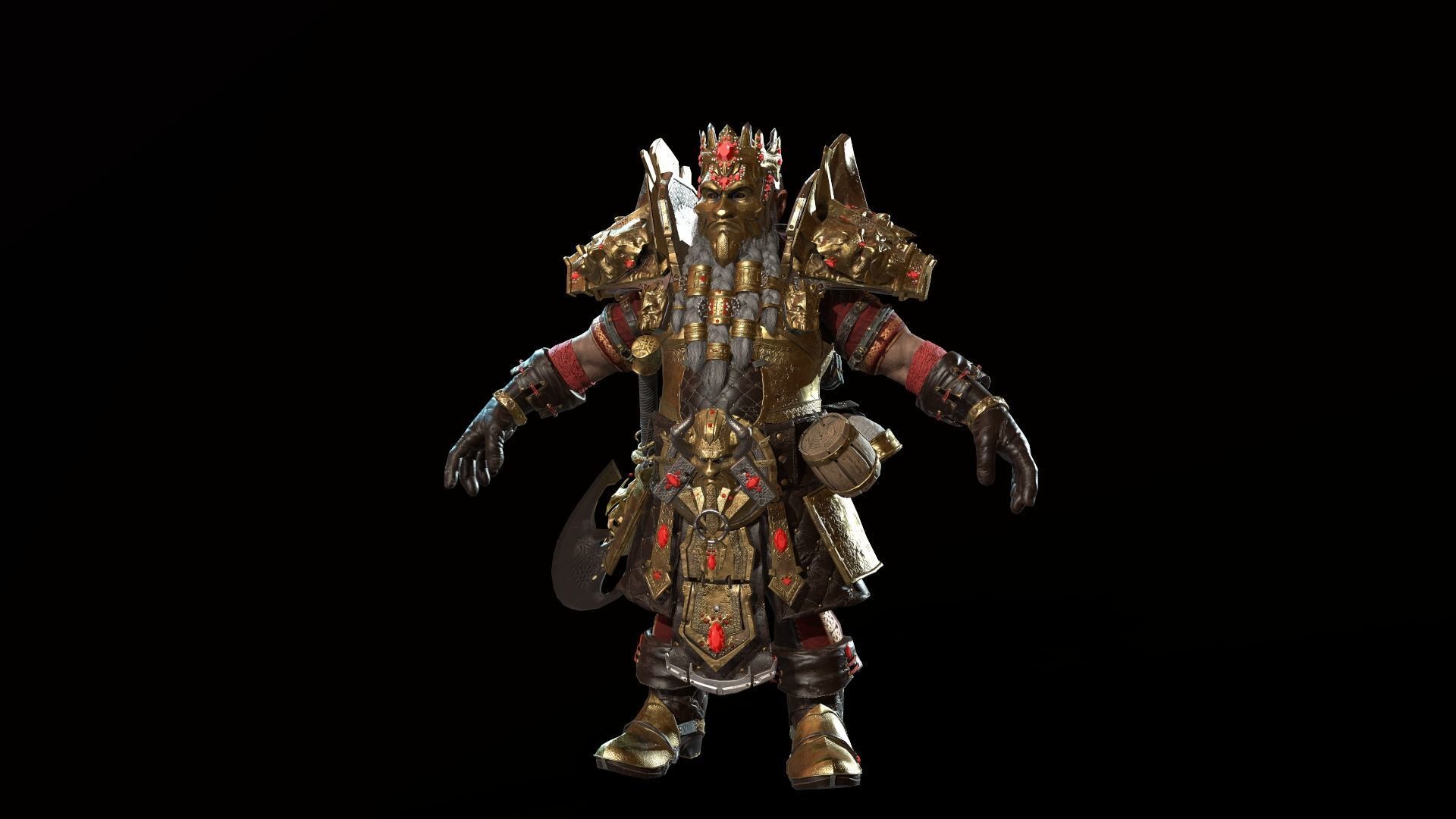 Dwarf Low Poly world of warcraft character Low-poly 3D model_37