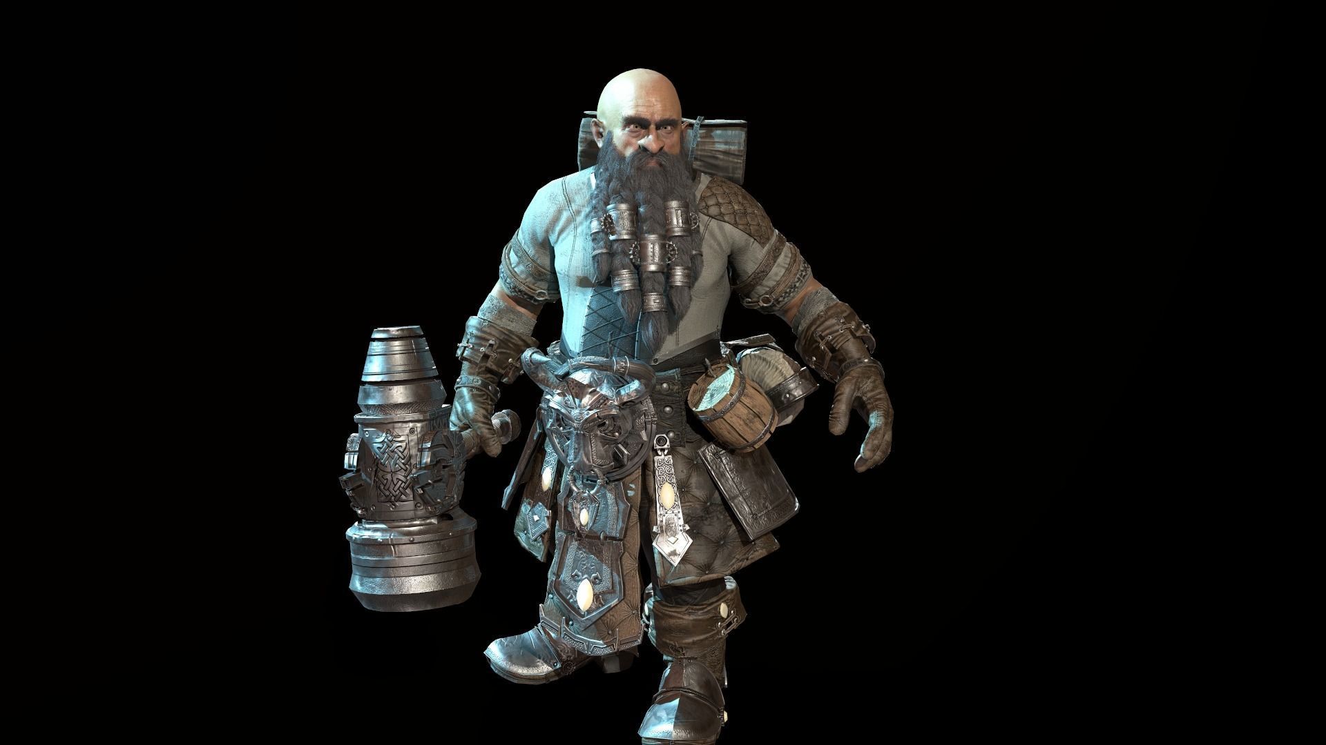 Dwarf Low Poly world of warcraft character Low-poly 3D model_24