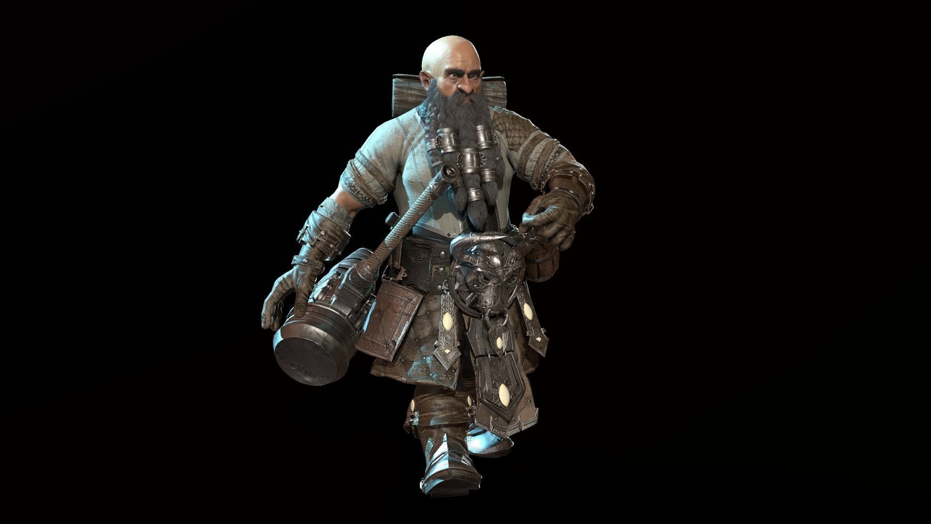 Dwarf Low Poly world of warcraft character Low-poly 3D model_27