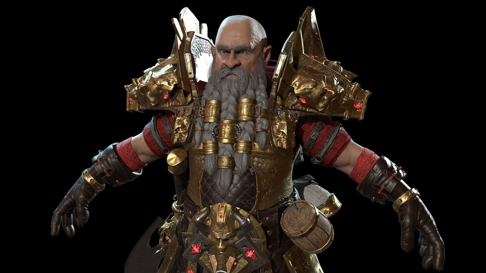 Dwarf Low Poly world of warcraft character Low-poly 3D model_29