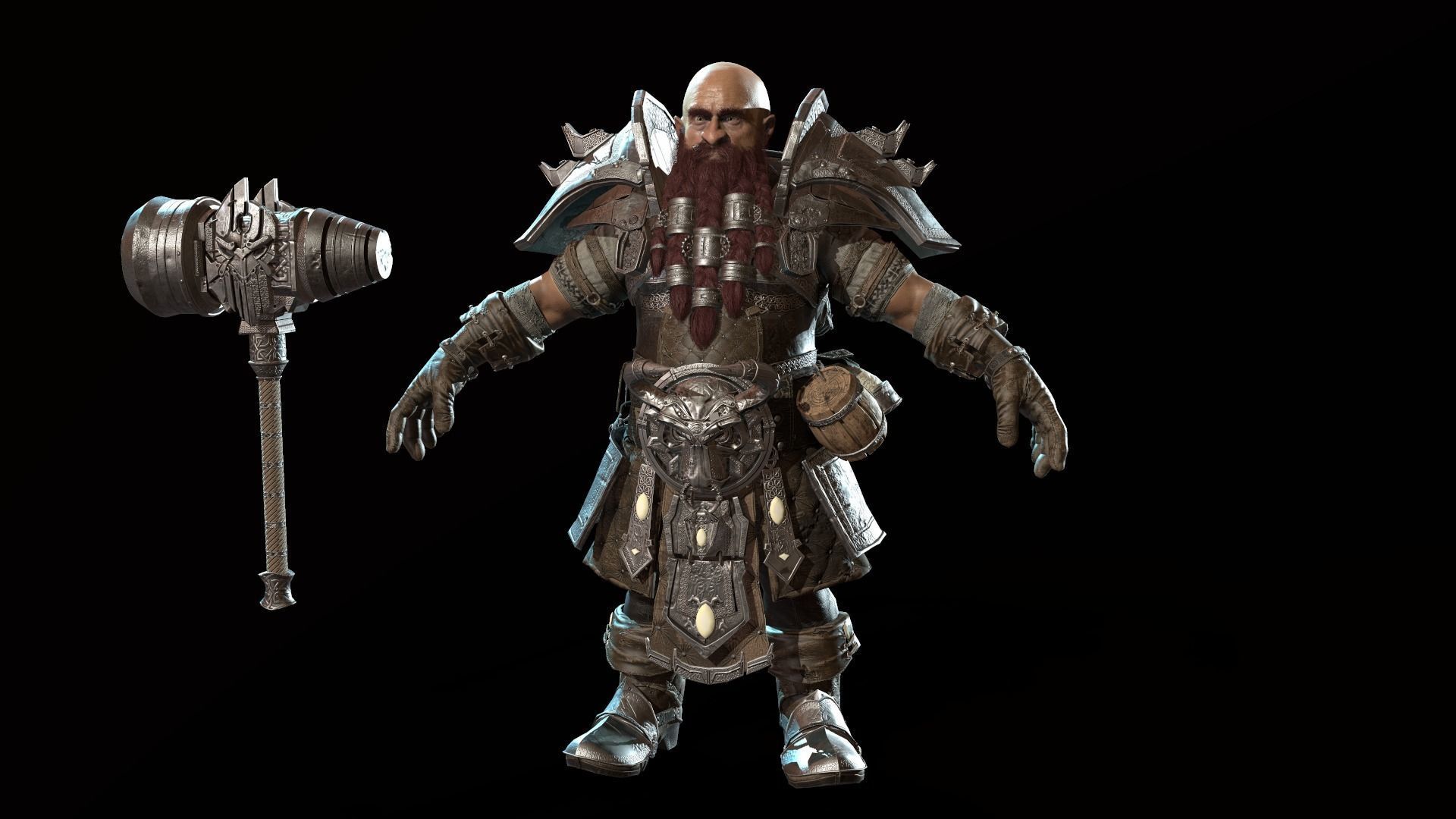 Dwarf Low Poly world of warcraft character Low-poly 3D model_19