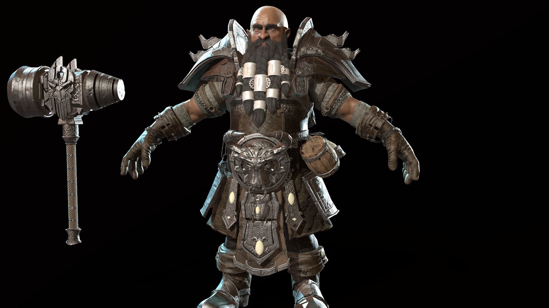 Dwarf Low Poly world of warcraft character Low-poly 3D model_6