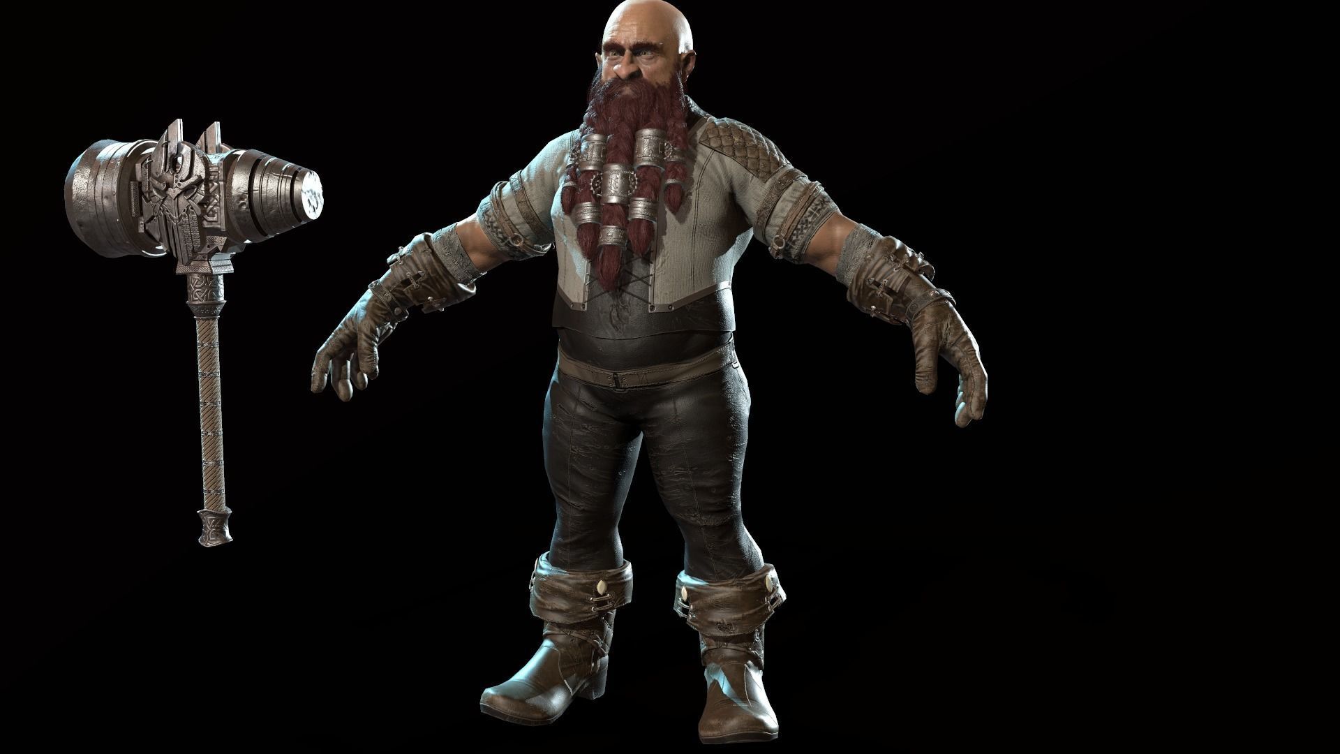 Dwarf Low Poly world of warcraft character Low-poly 3D model_38