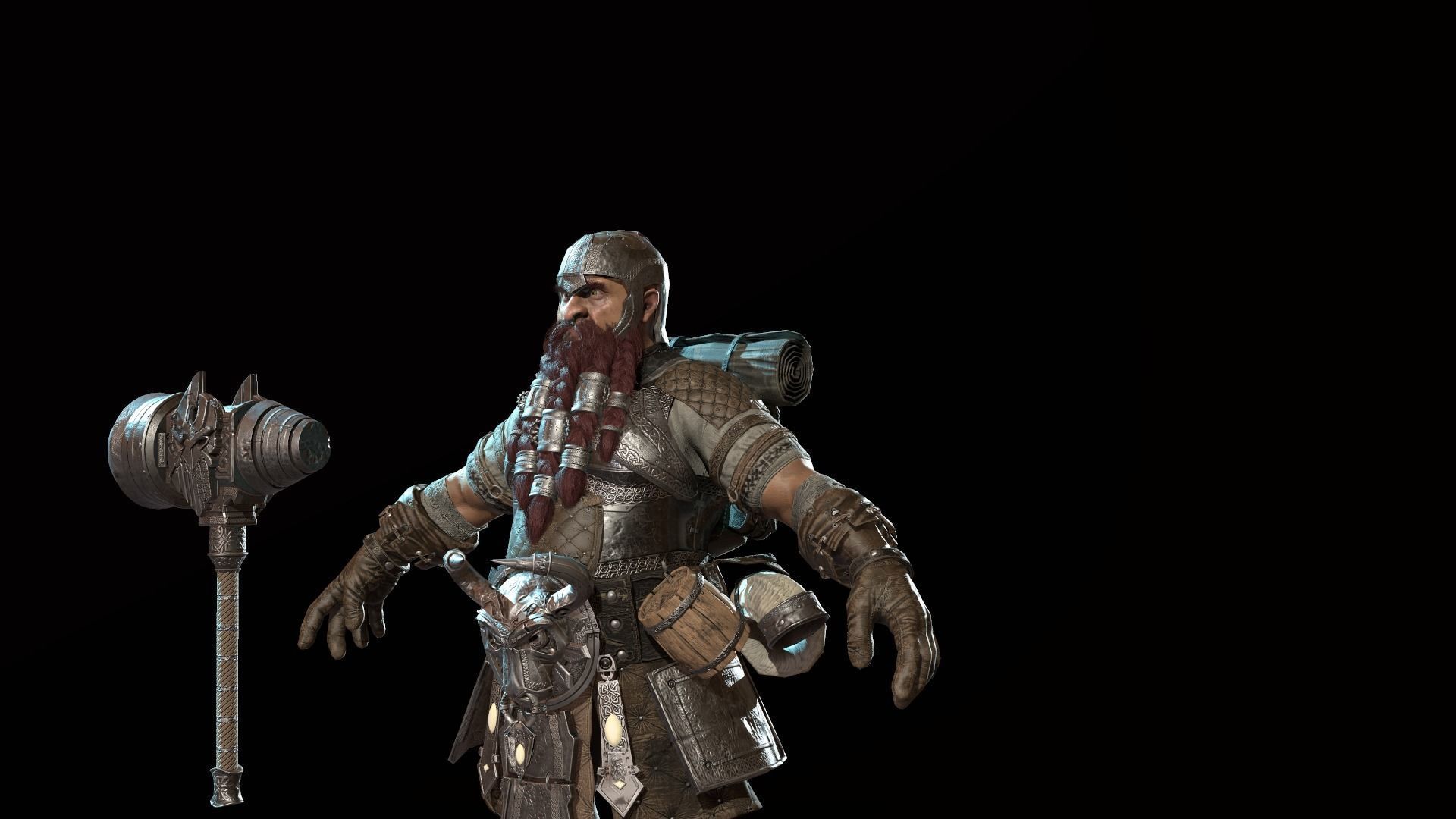 Dwarf Low Poly world of warcraft character Low-poly 3D model_34