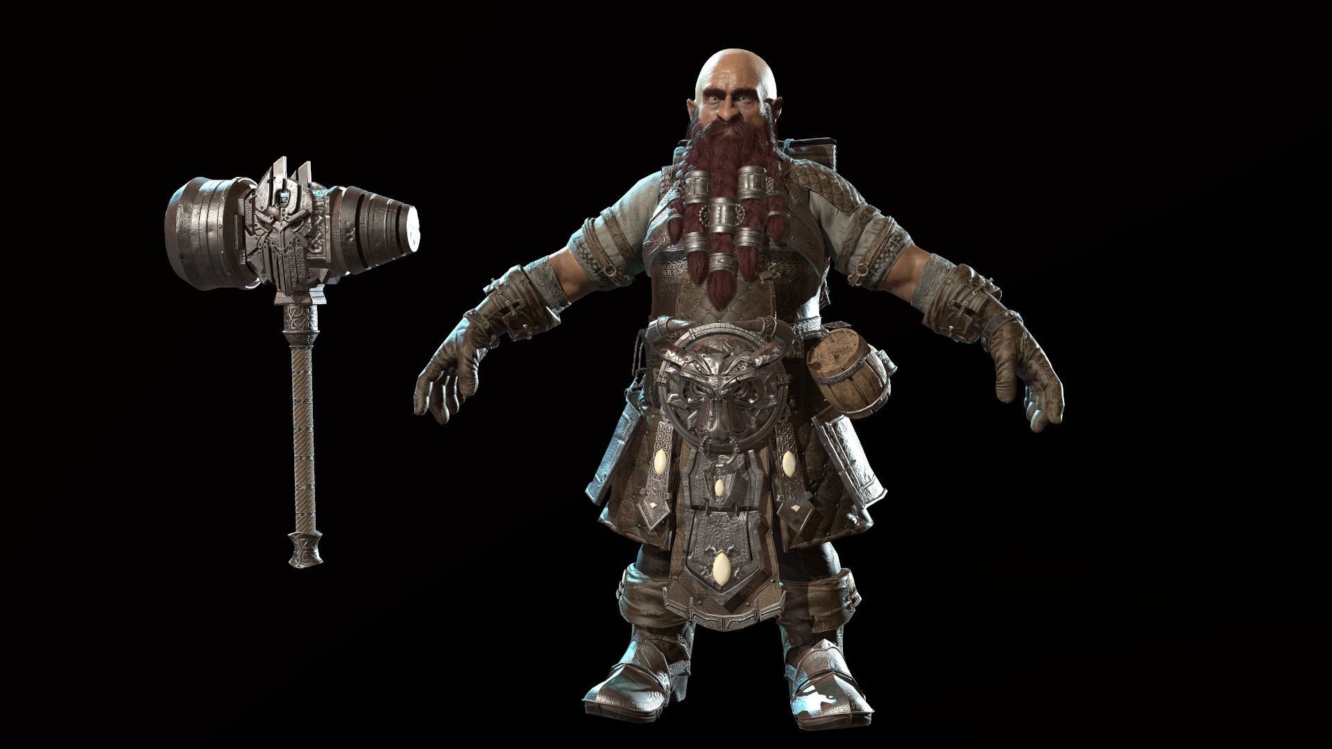 Dwarf Low Poly world of warcraft character Low-poly 3D model_49