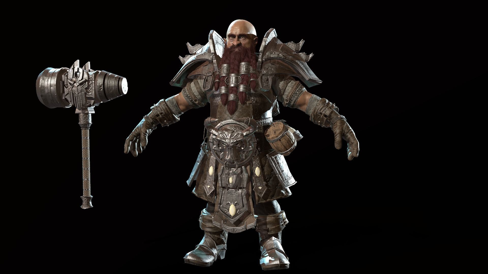 Dwarf Low Poly world of warcraft character Low-poly 3D model_48