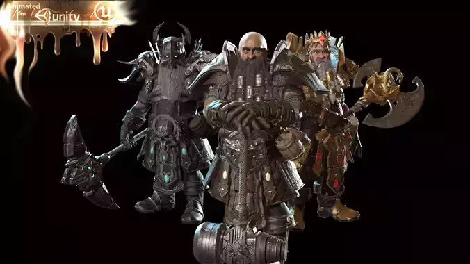 Dwarf Low Poly world of warcraft character Low-poly 3D model