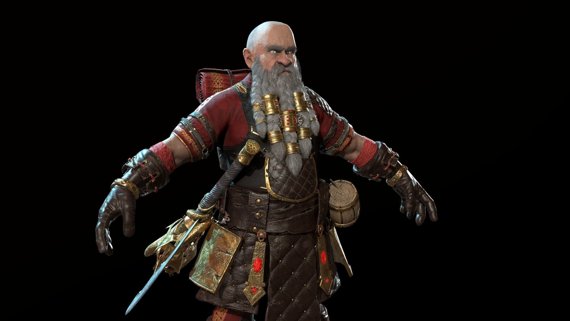 Dwarf Low Poly world of warcraft character Low-poly 3D model_10