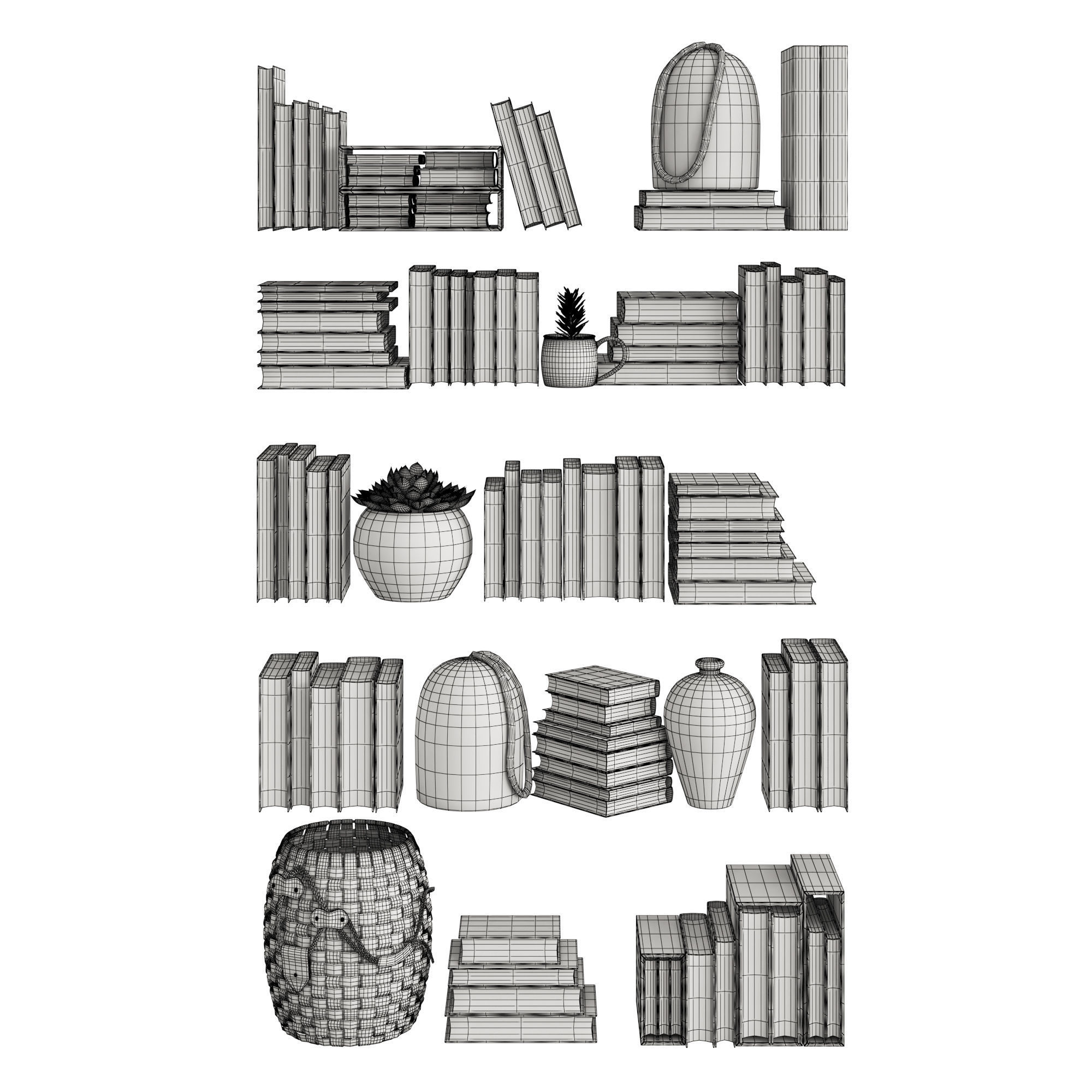 Retro Books 3D model_1