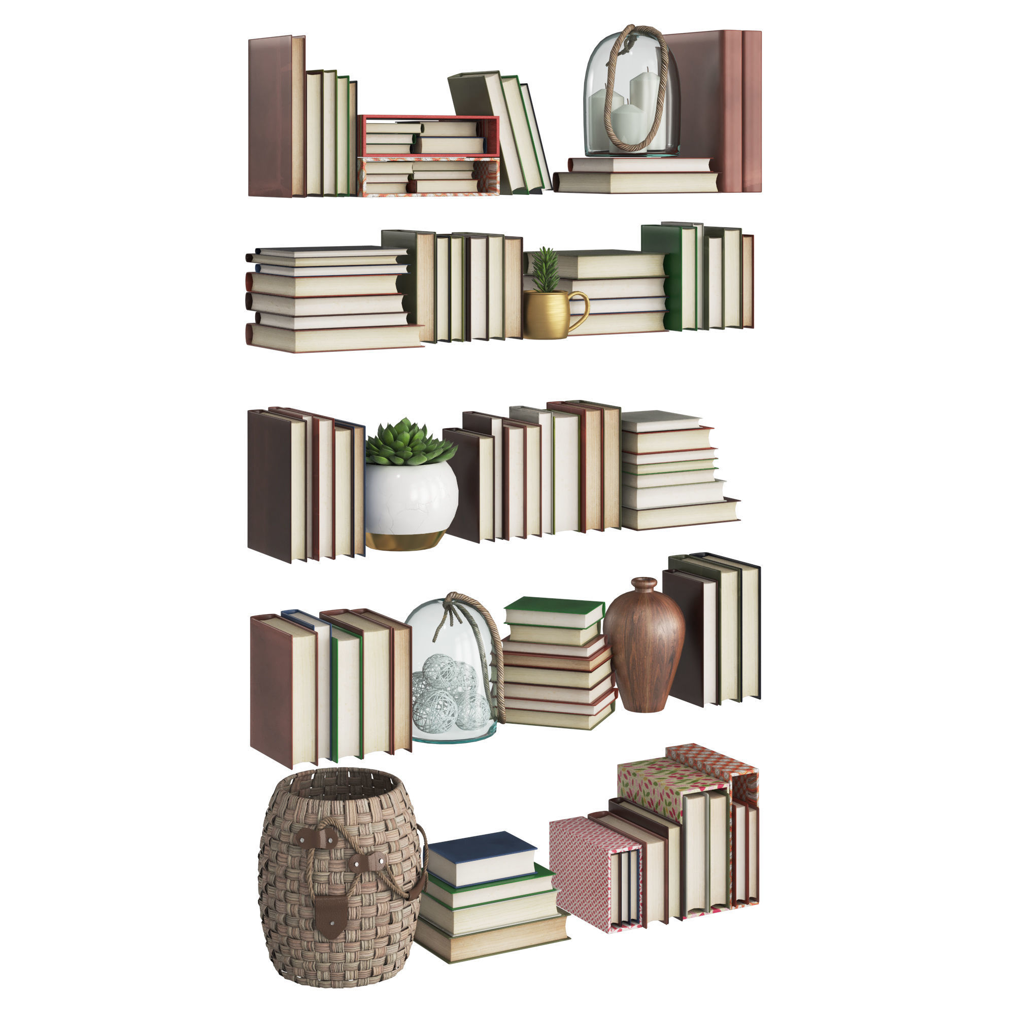 Retro Books 3D model_2